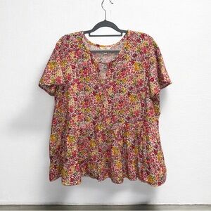 Terra & Sky Women’s Floral Flutter Short Sleeve Blouse Plus Size 2X